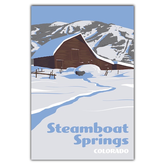 Steamboat Springs Barn Travel Poster, Rustic Postcard