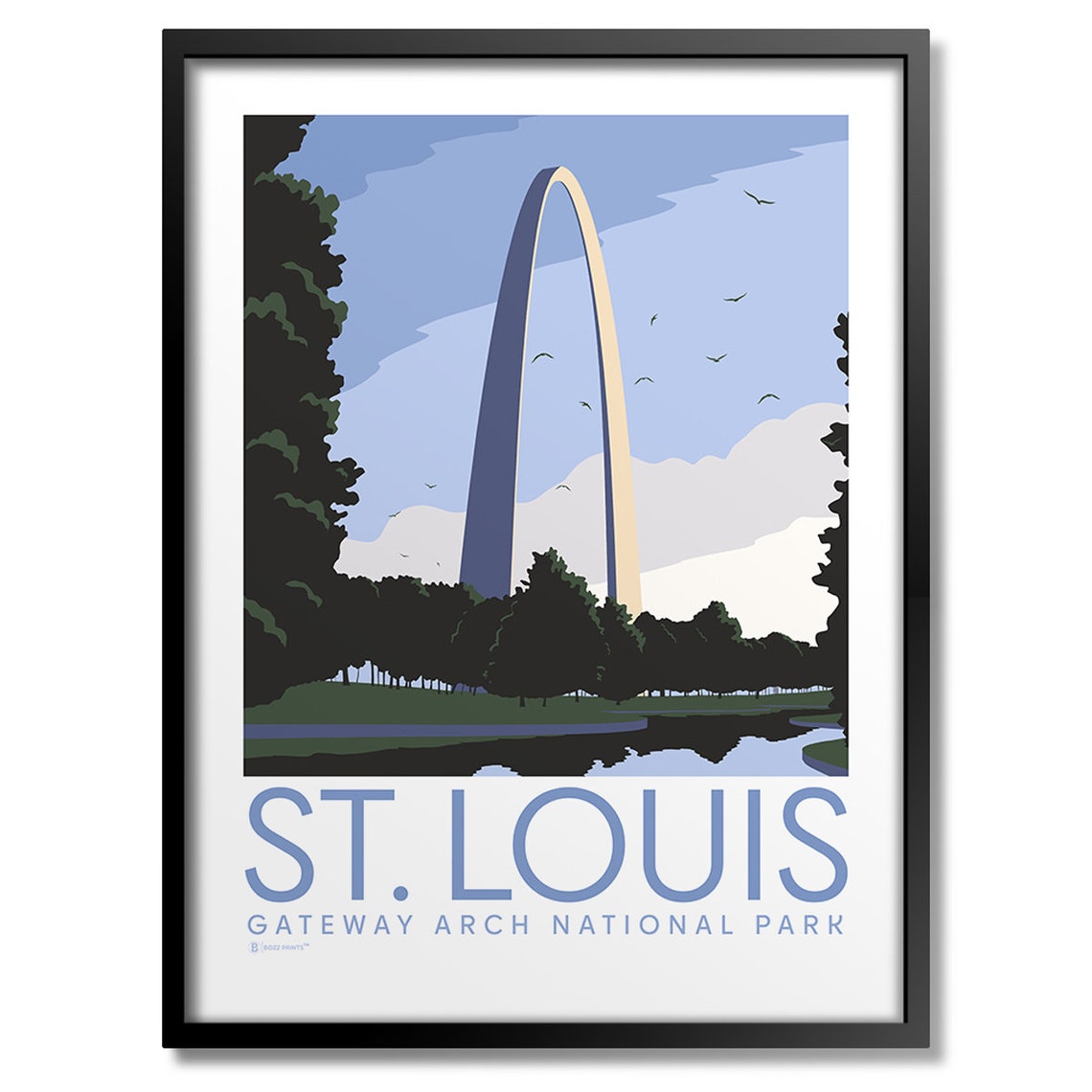 St Louis Gateway Arch National Park Retro Landmark Travel Poster