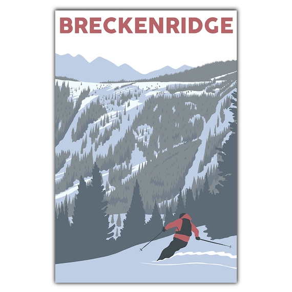 Ski Breckenridge Travel Poster, Mountain Getaway