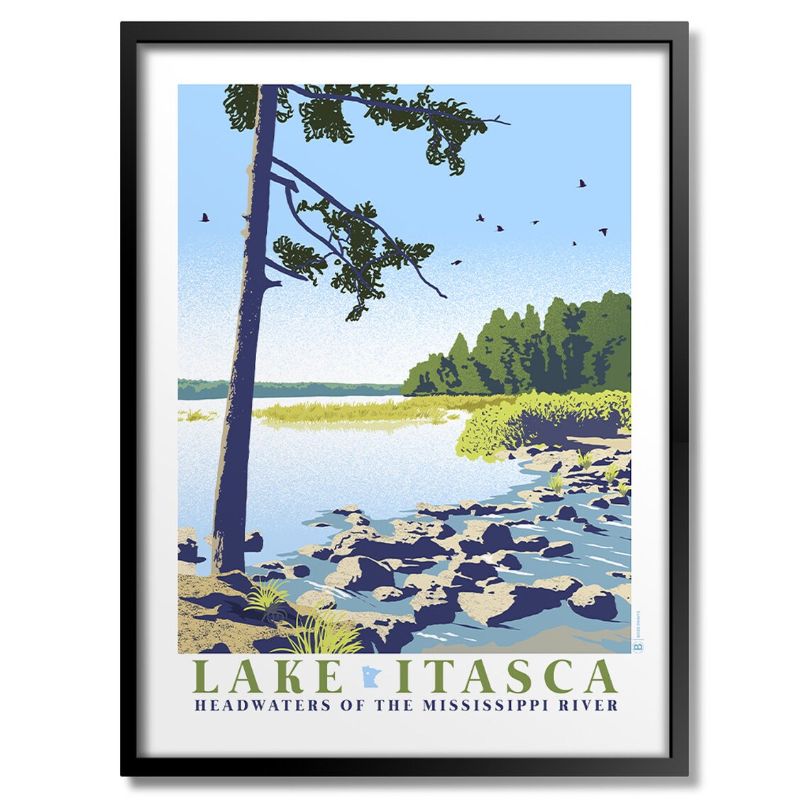 Lake Itasca Art Print, Natural Lake Landscape