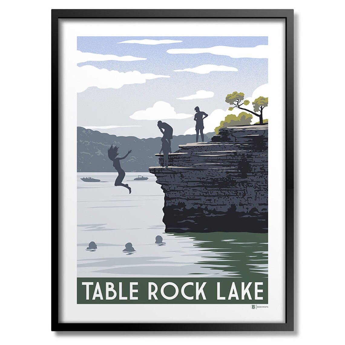 Table Rock Lake Cliffs Art Print, Lake Landscape