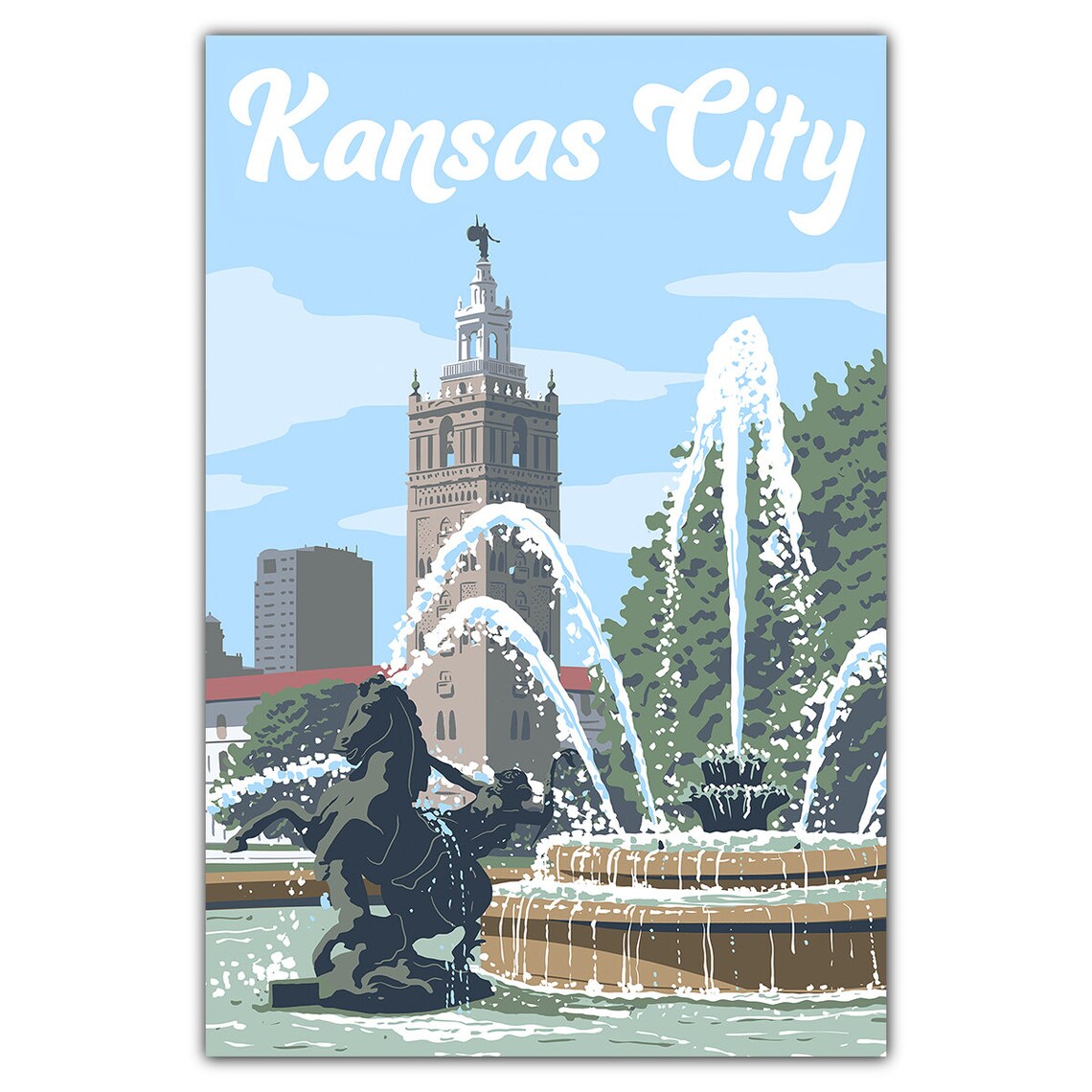 Kansas City Country Club Plaza Postcard Art Print