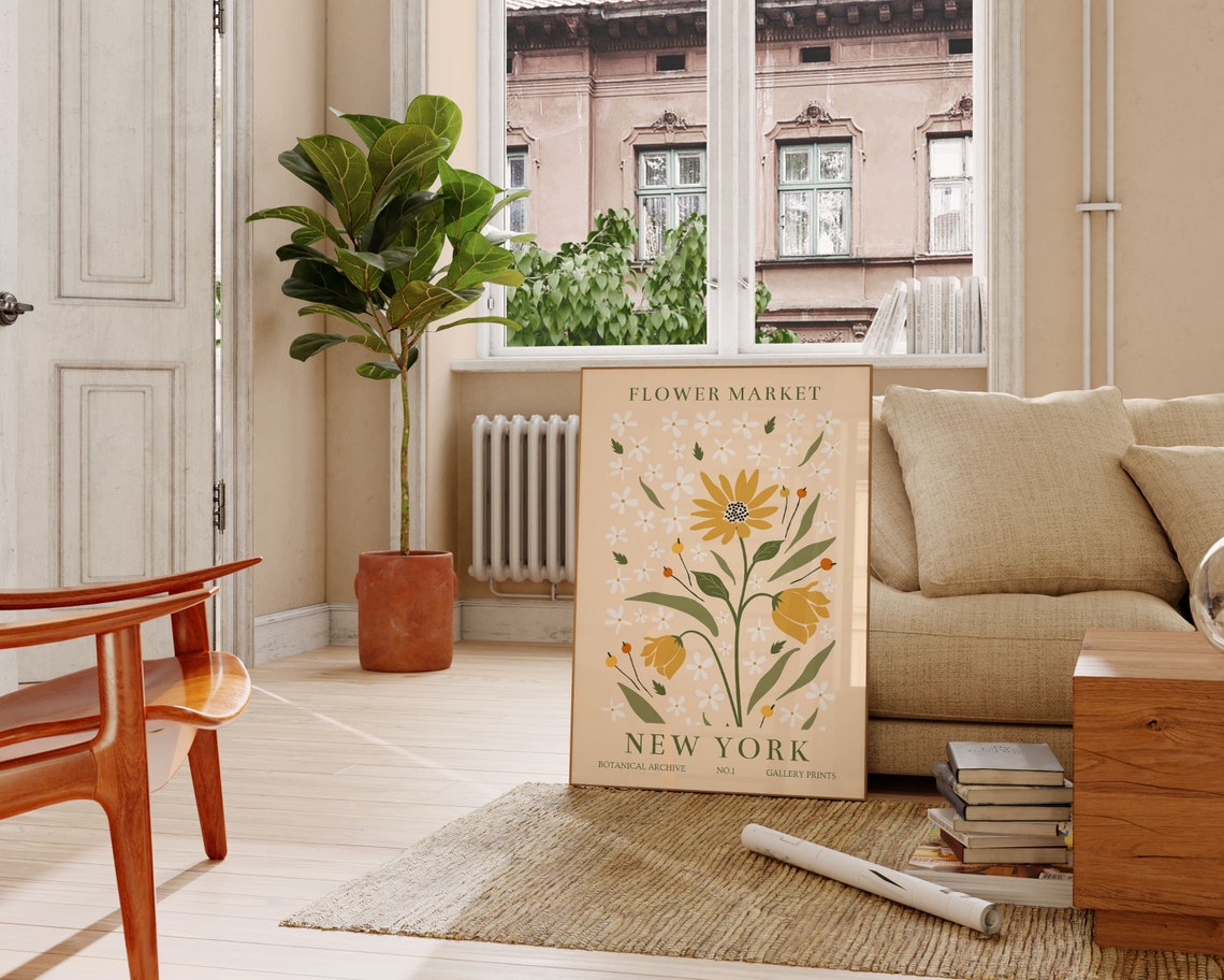 Flower Market New York Botanical Archive Floral Illustration Poster - Image 2