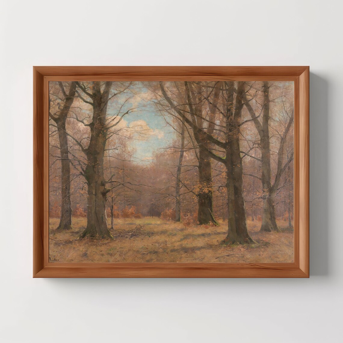 Autumn Beech Forest Golden Fall Vintage Moody Oil Painting Poster