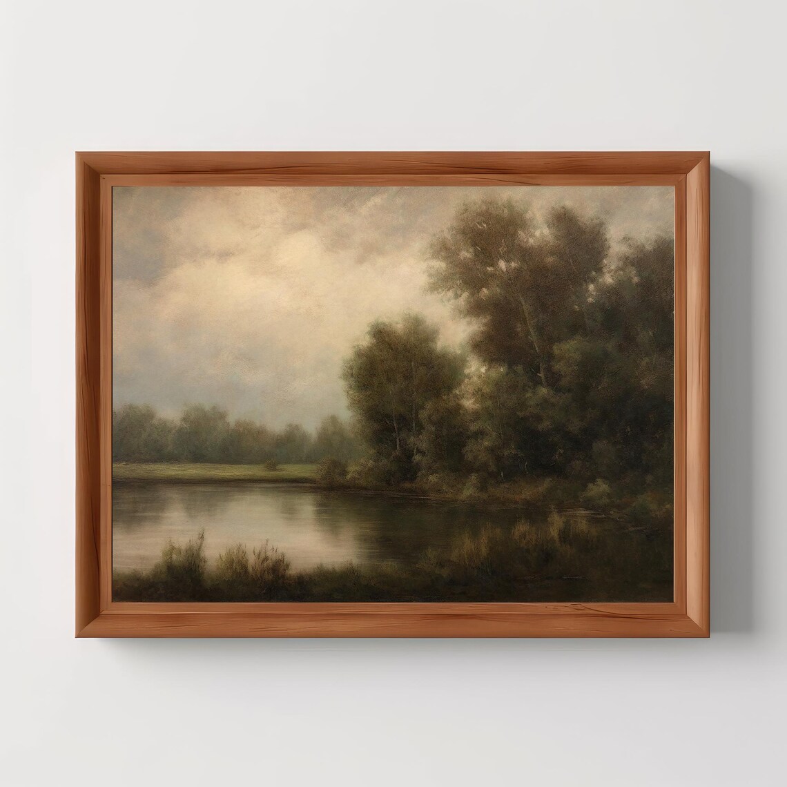 Serene Waterscape Vintage Moody Landscape Art Print