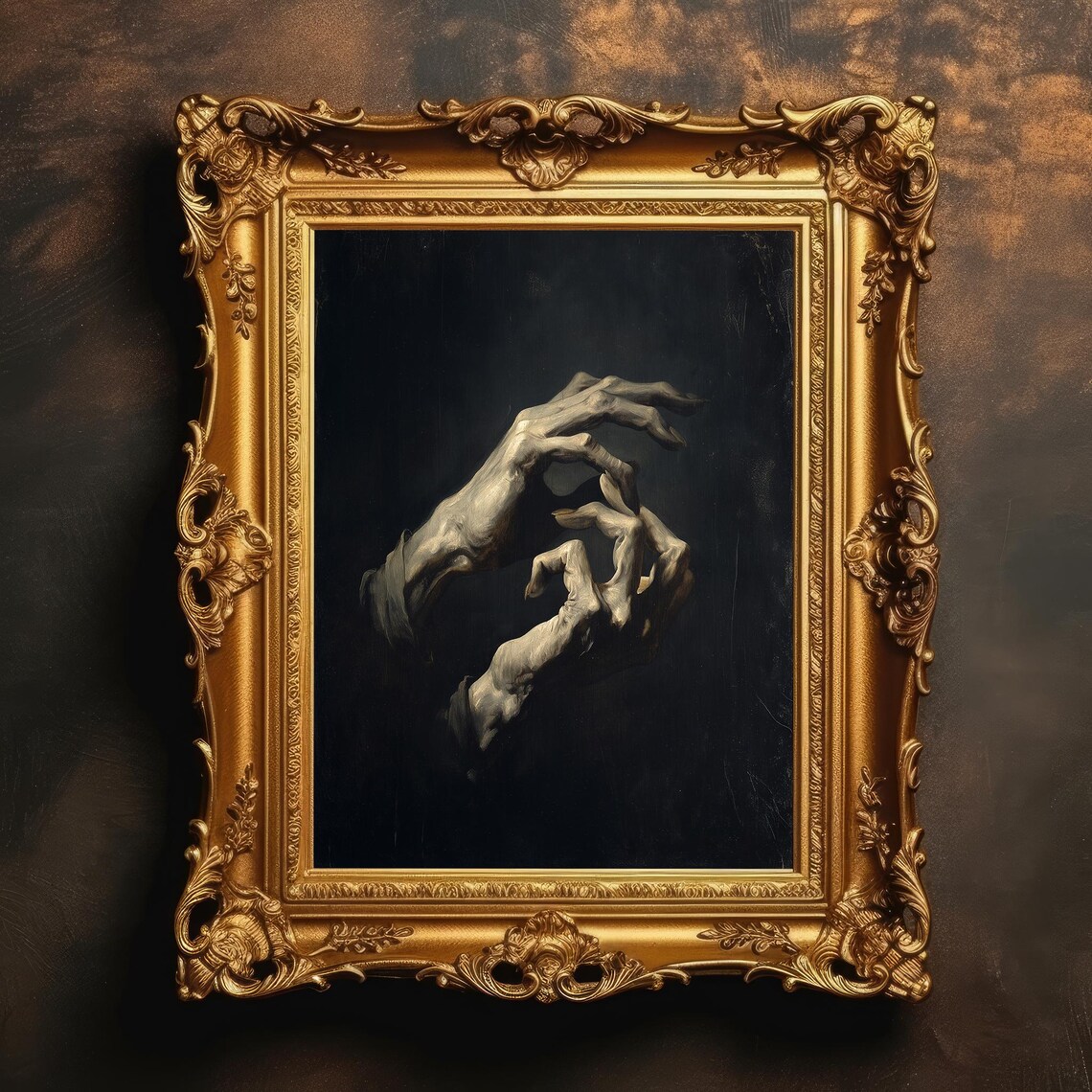 Ethereal Hands Dark Gothic Vintage Oil Painting Print