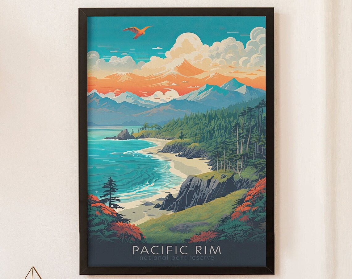 Pacific Rim National Park Reserve Coastal View Canada Travel Poster