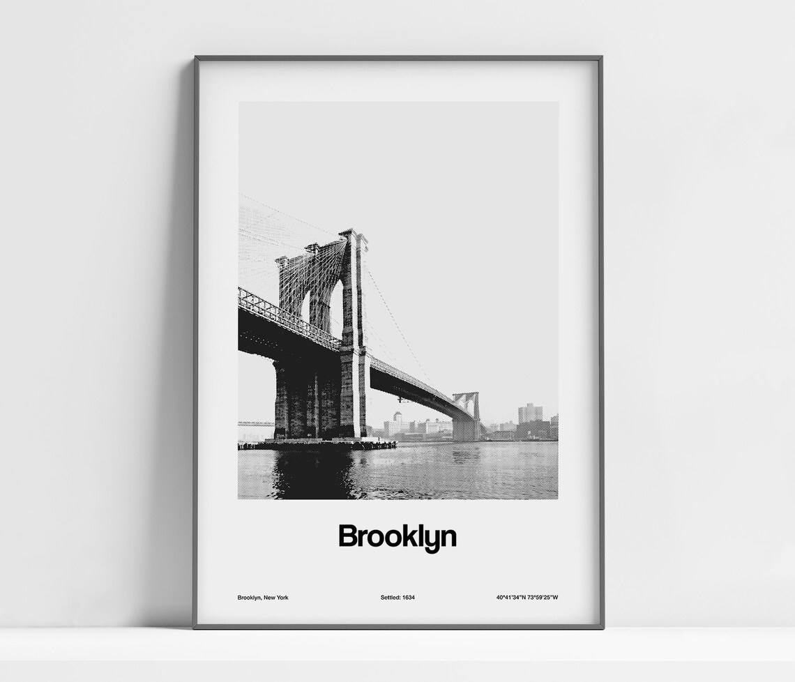 Brooklyn Bridge, Minimalist New York City Art Print