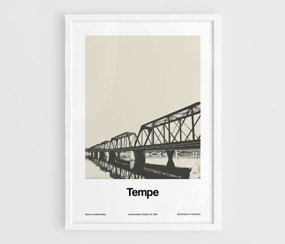 Tempe Arizona Skyline Poster, Minimalist City Print