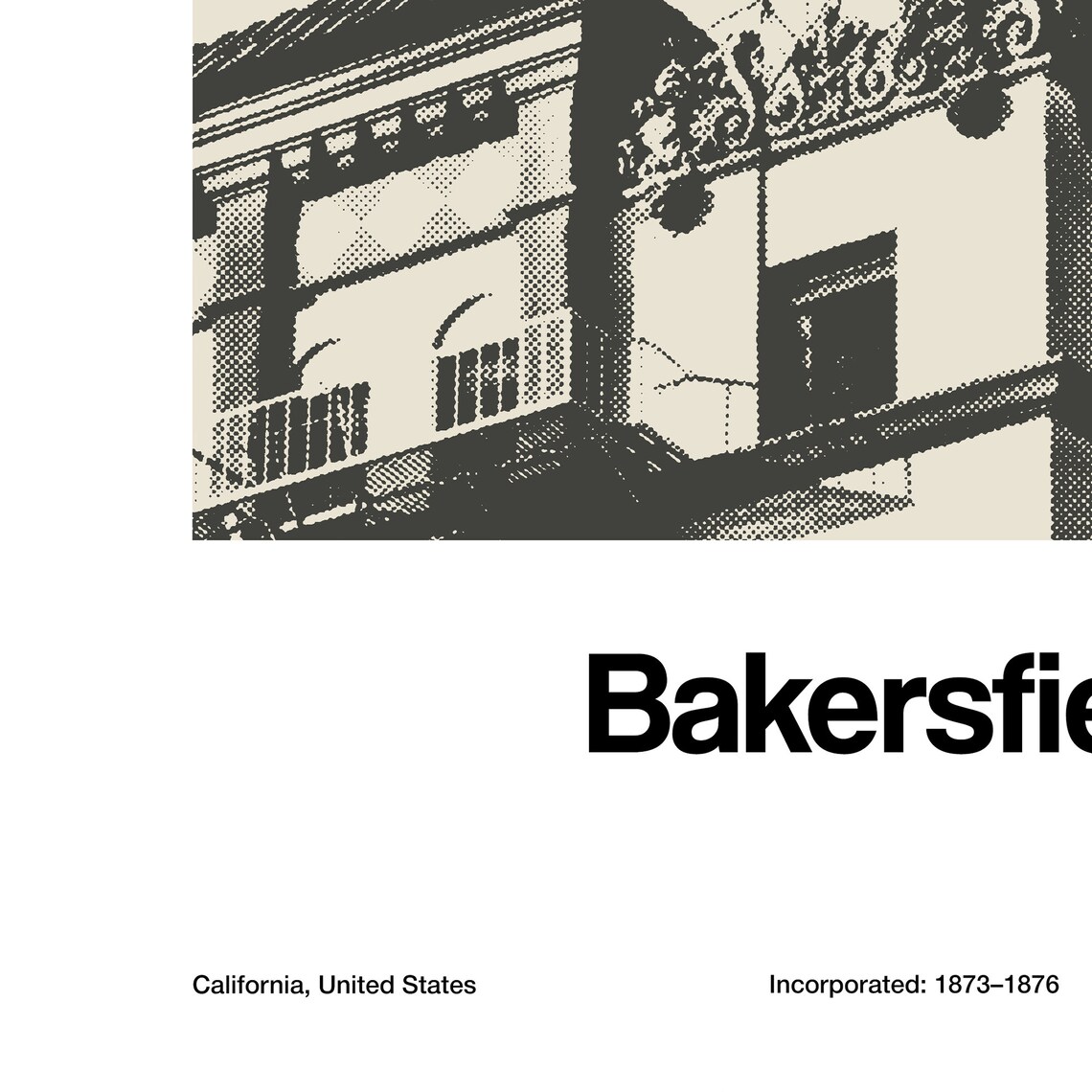 Bakersfield Skyline, Minimalist City Wall Print - Image 2