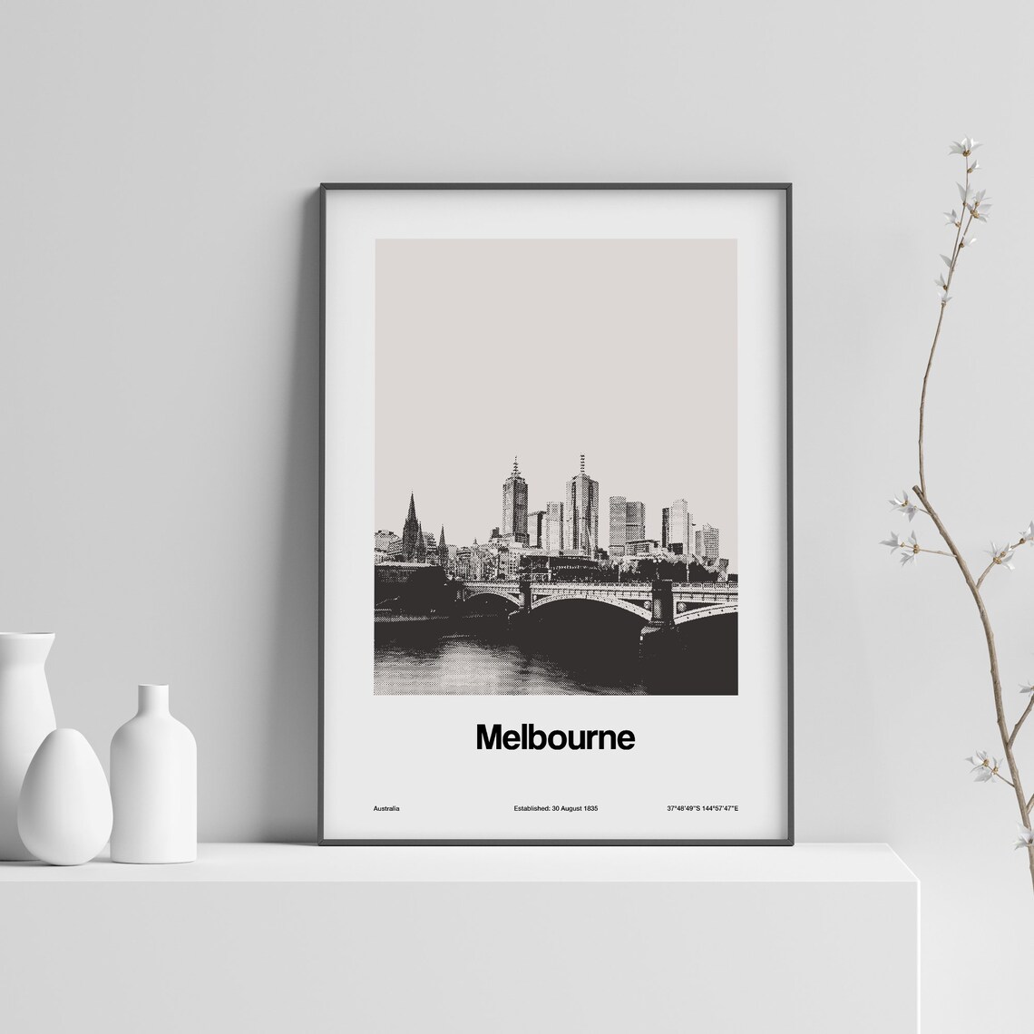 Melbourne Australia Minimalist Skyline Travel Poster - Image 3