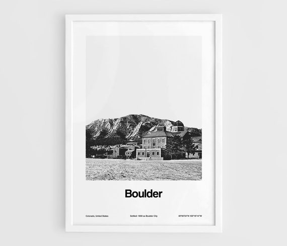 Boulder Colorado Minimalist Travel Poster, Custom Town