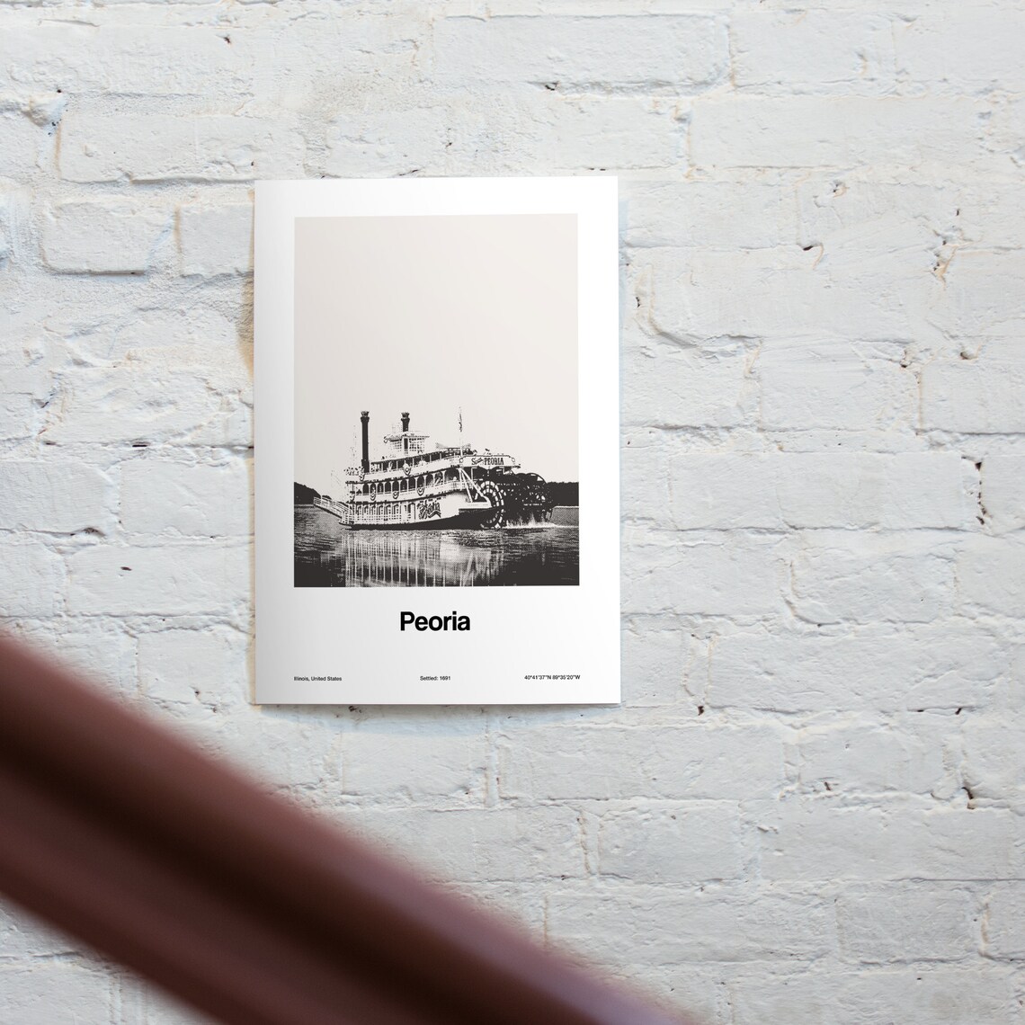 Peoria Illinois Poster Peoria Il Print Spirit Of Peoria Illinois River Watershed Peoria Wall Art Minimalist Custom City Print - Image 2