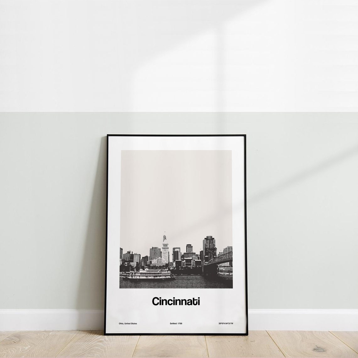 Cincinnati Ohio Minimalist Downtown Skyline Art Print - Image 2