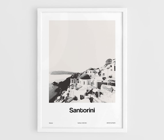Santorini Skyline Minimalist Travel Poster, Greece