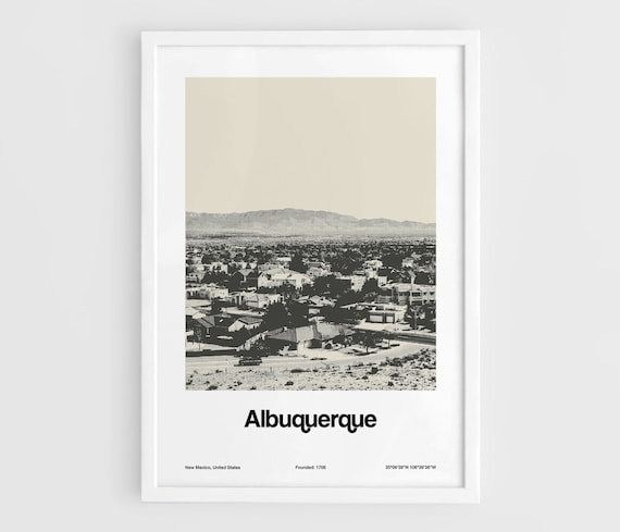 Minimalist Albuquerque Skyline, New Mexico Art Print