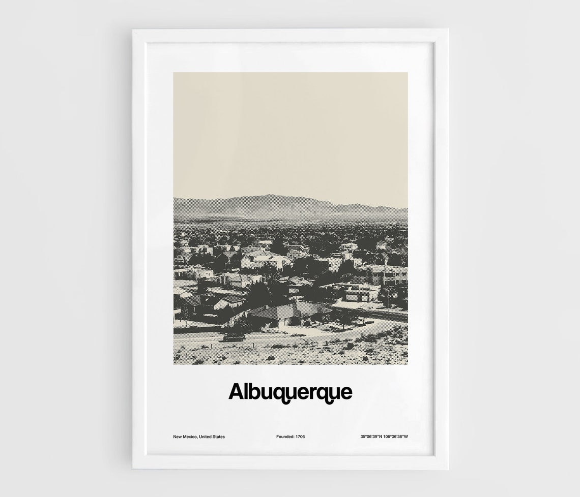 Minimalist Albuquerque Skyline, New Mexico Art Print