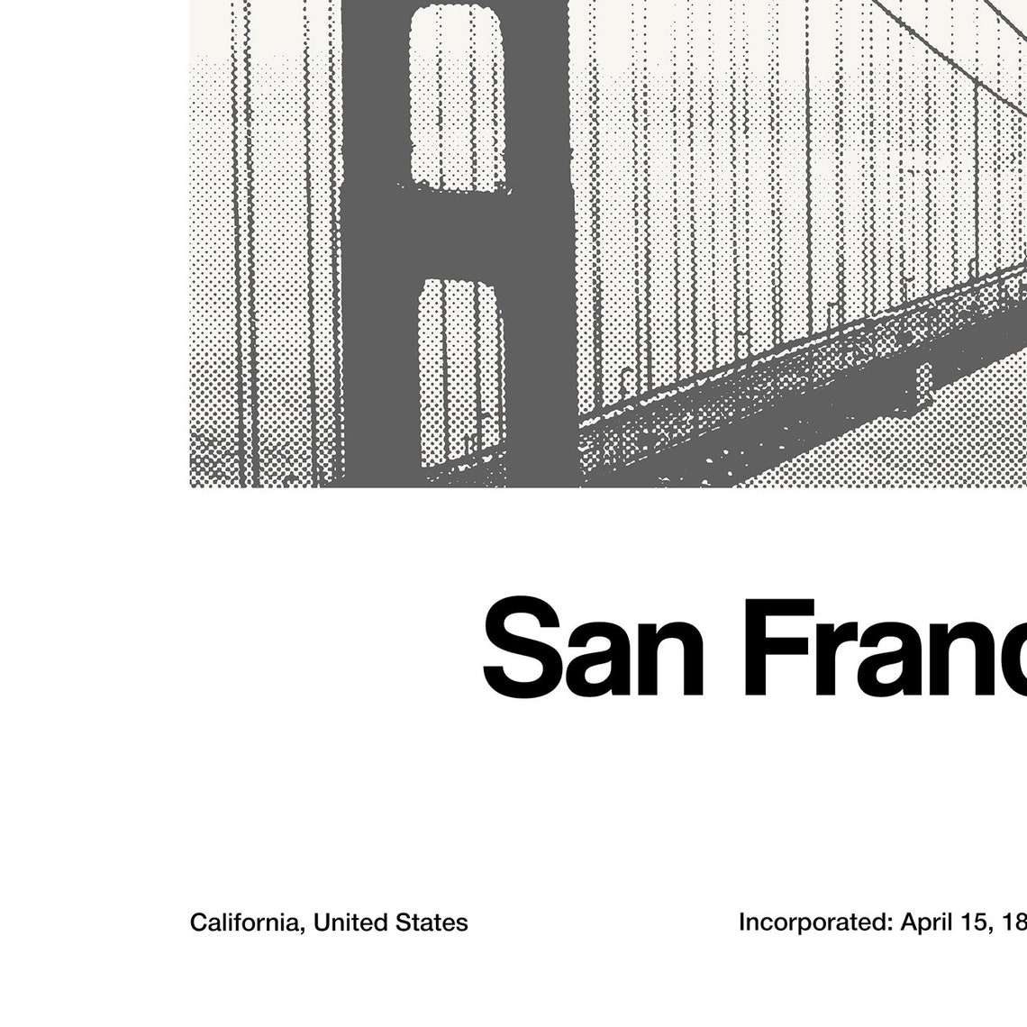 San Francisco Golden Gate Skyline Minimalist Art Print - Image 2