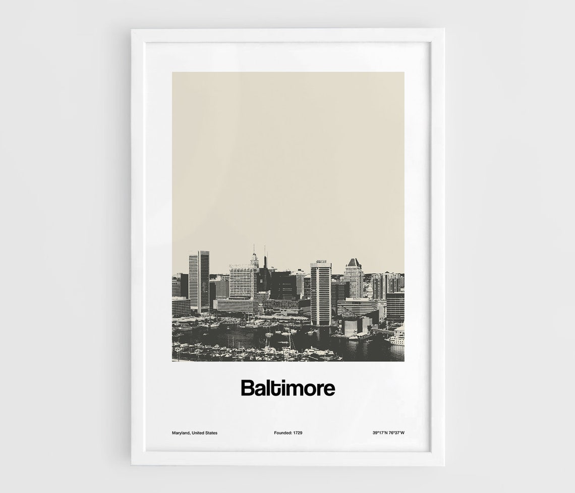 Baltimore Inner Harbor, Maryland Minimalist Art Print
