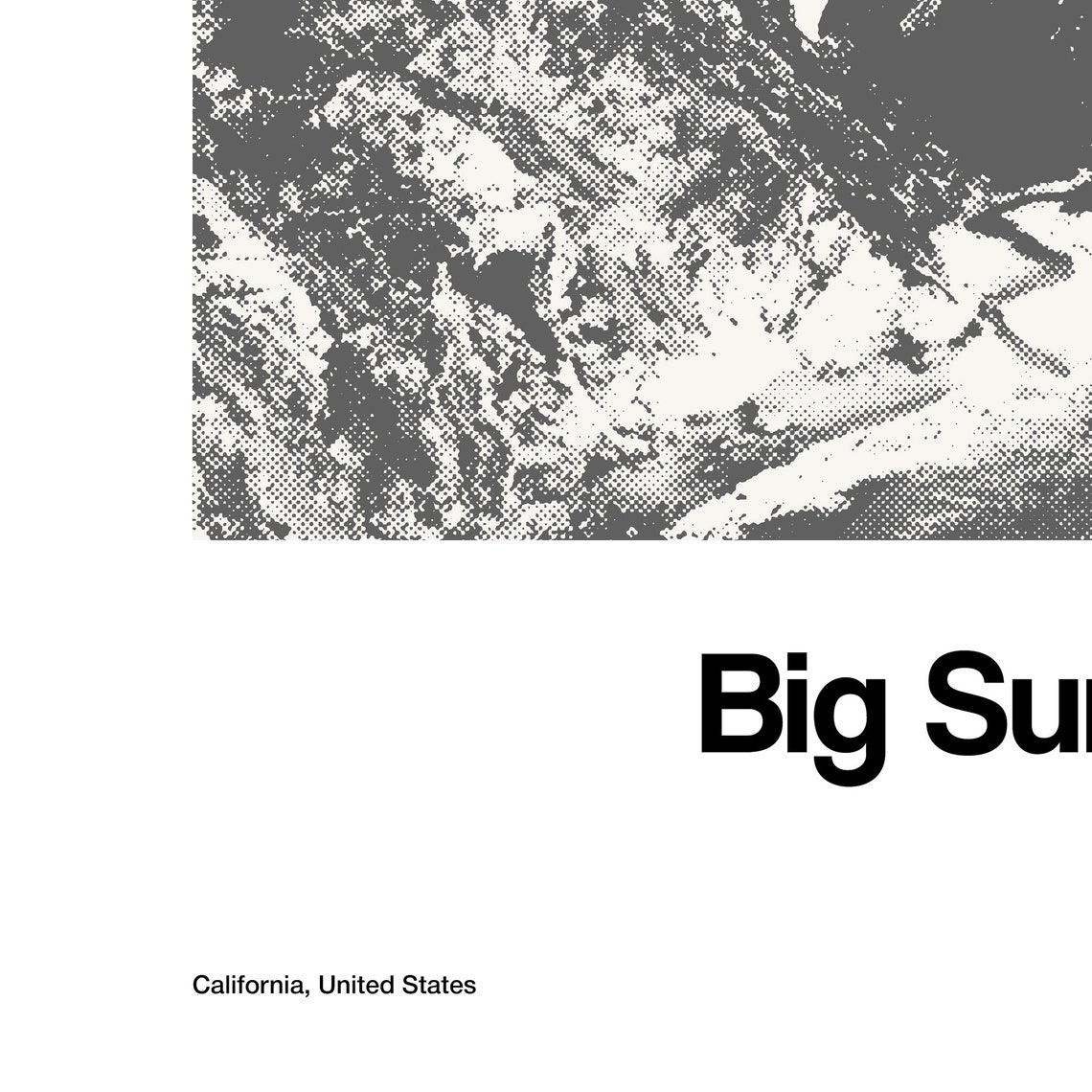 Big Sur California Black and White Minimalist Art Print - Image 2