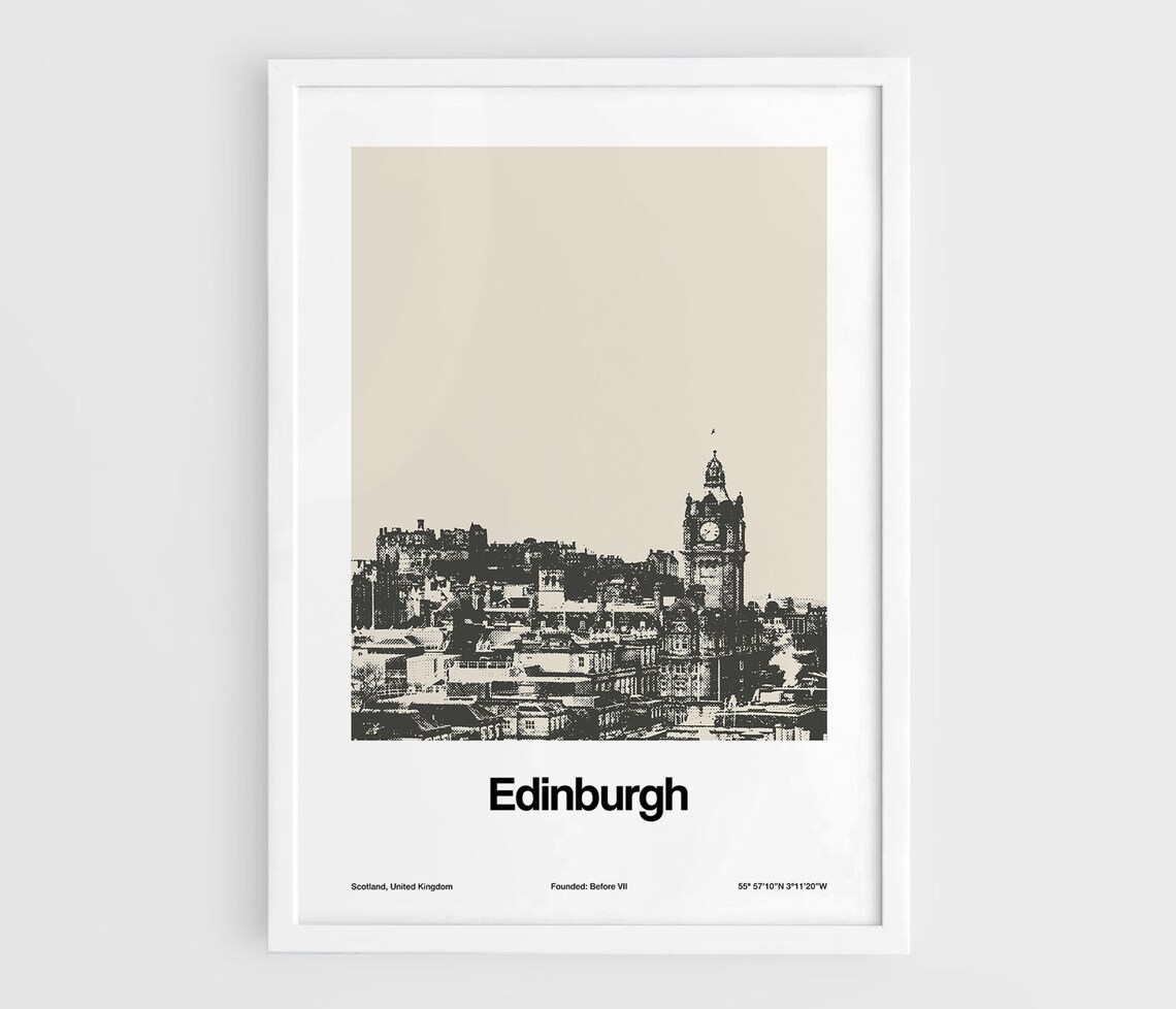 Edinburgh Old Town Skyline, Minimalist Travel Poster