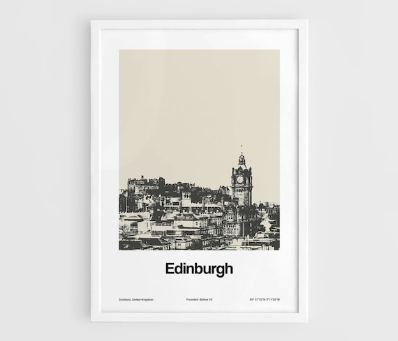 Edinburgh Old Town Skyline, Minimalist Travel Poster