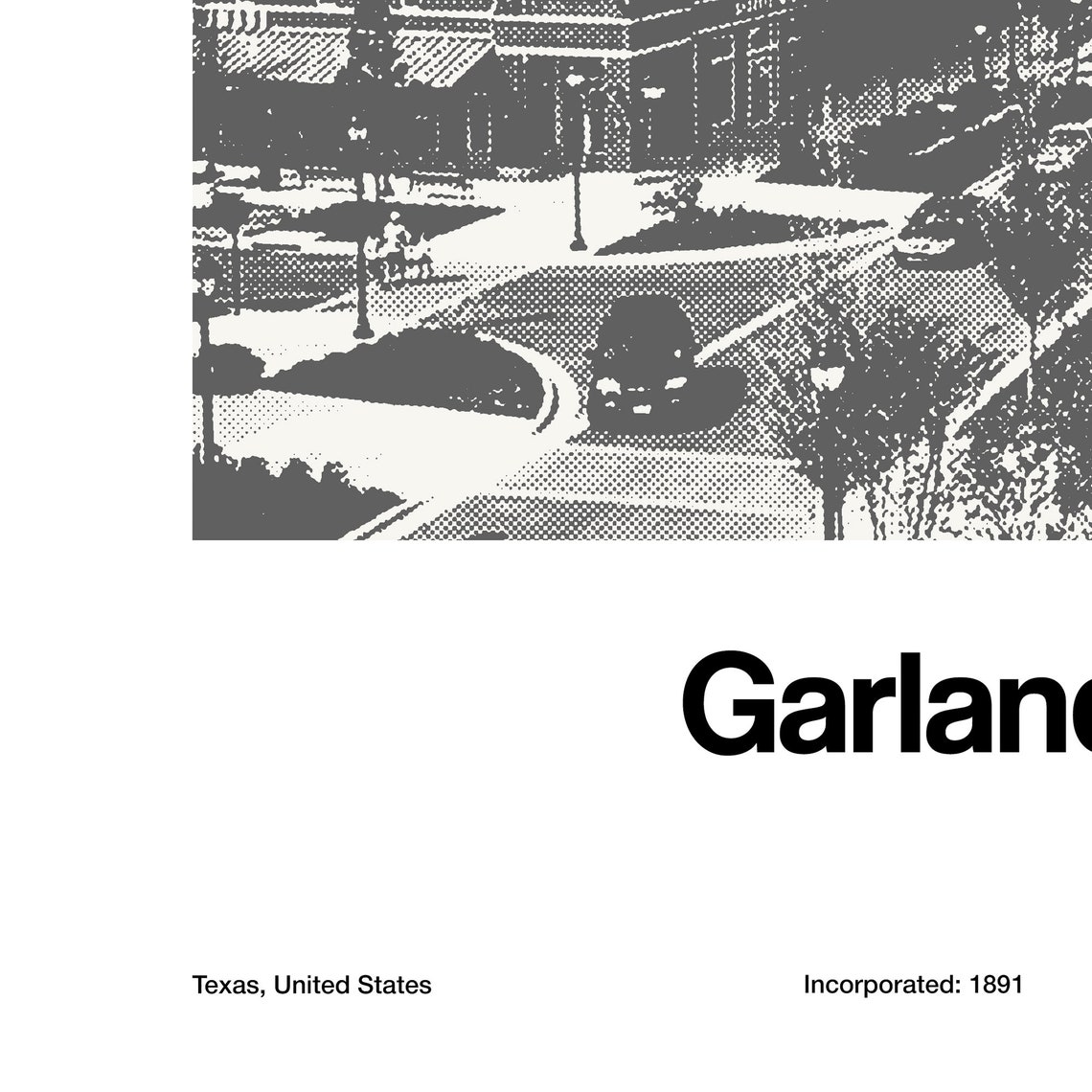 Garland Texas Poster Print, Minimalist City Art - Image 3