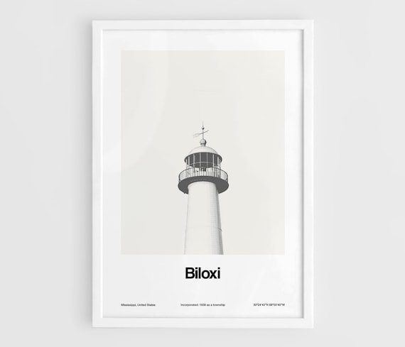 Biloxi Lighthouse Custom Minimalist Art Print, Mississippi