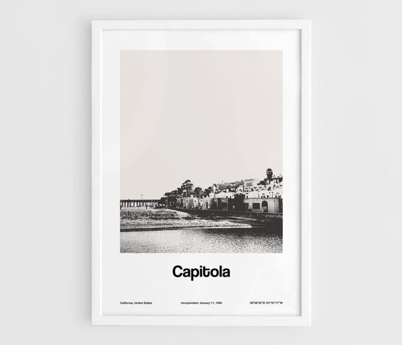 Capitola California Minimalist Art Print, Santa Cruz