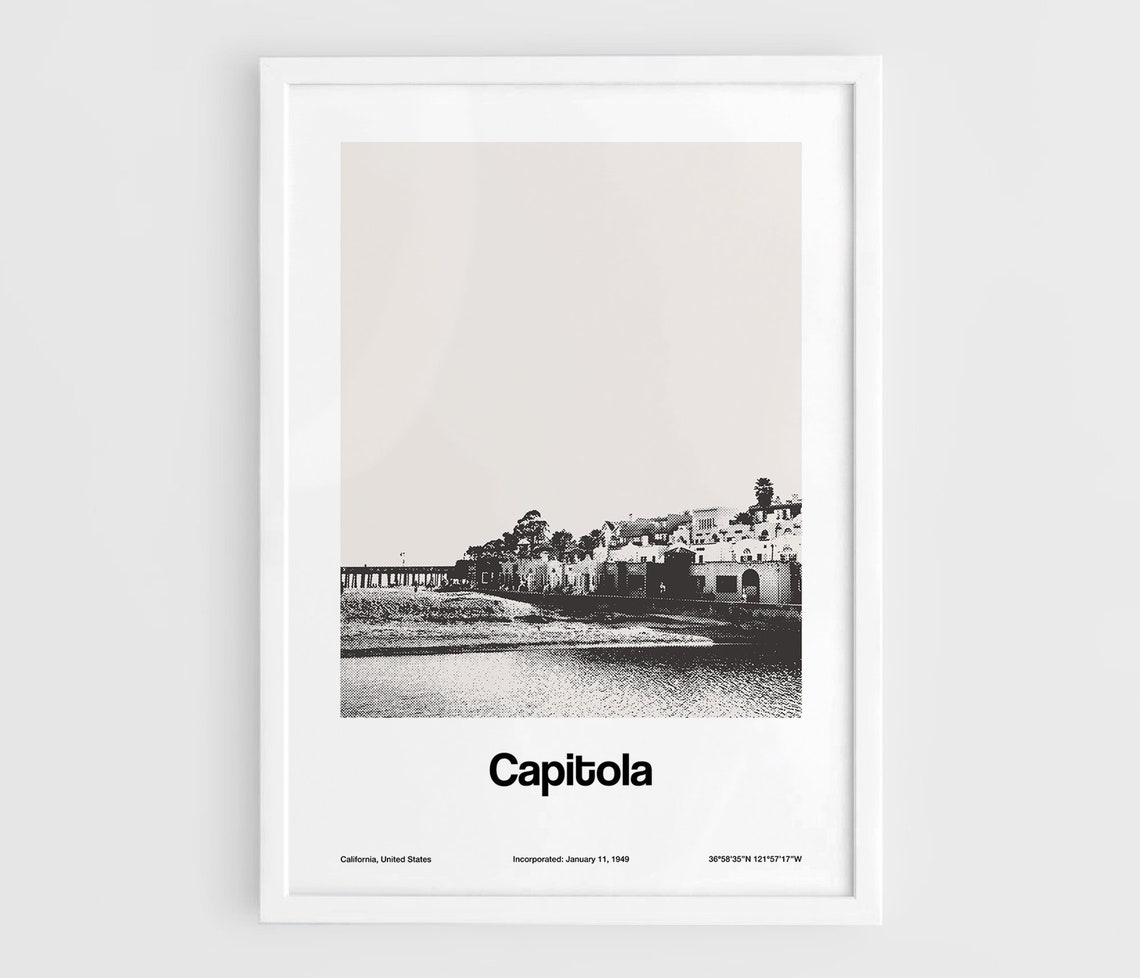 Capitola California Minimalist Art Print, Santa Cruz