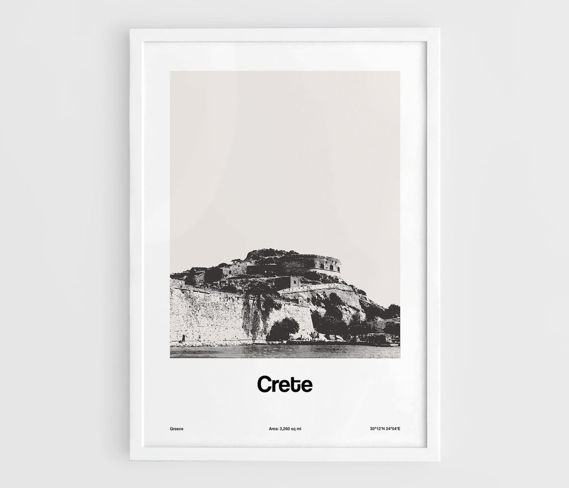 Crete Greece Minimalist Travel Poster, Greek Islands