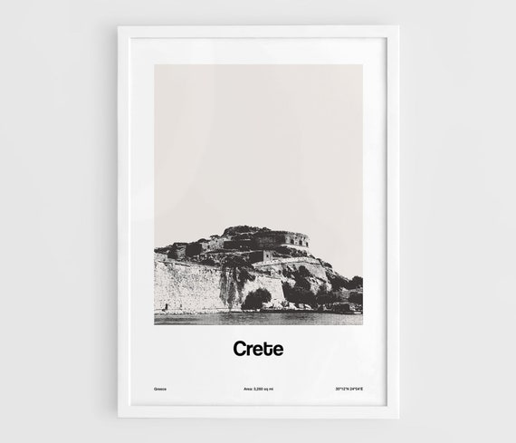 Crete Greece Minimalist Travel Poster, Greek Islands
