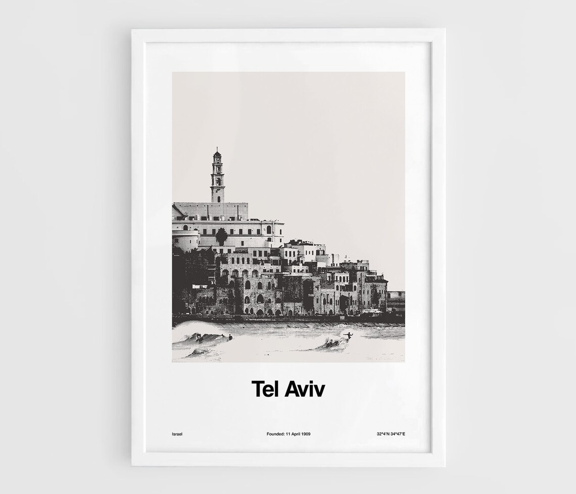 Tel Aviv Old Jaffa Skyline Travel Poster, Custom City Print
