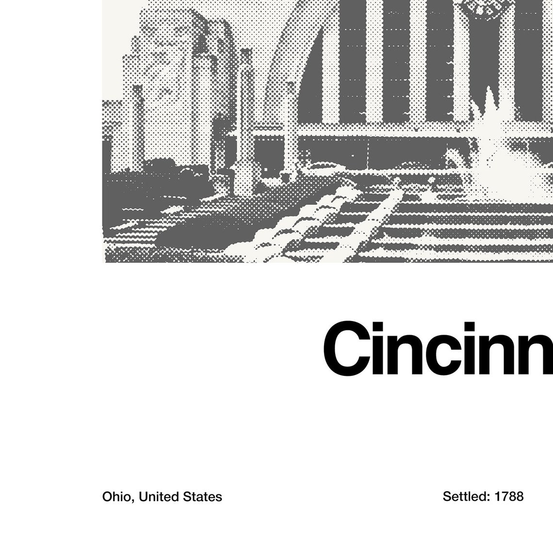 Cincinnati Poster, Minimalist Downtown Ohio Art Print - Image 2
