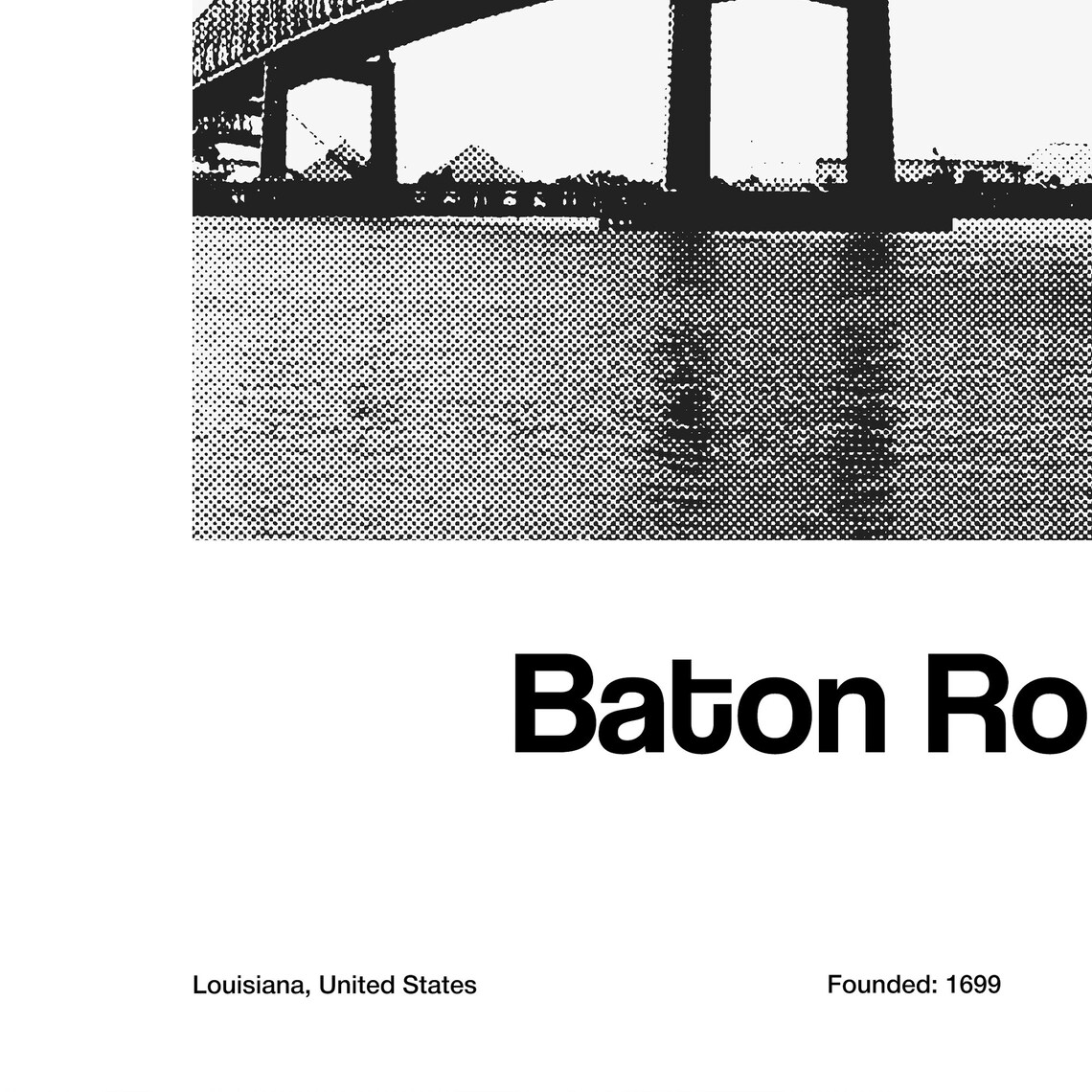 Baton Rouge Louisiana Minimalist City Print - Image 3