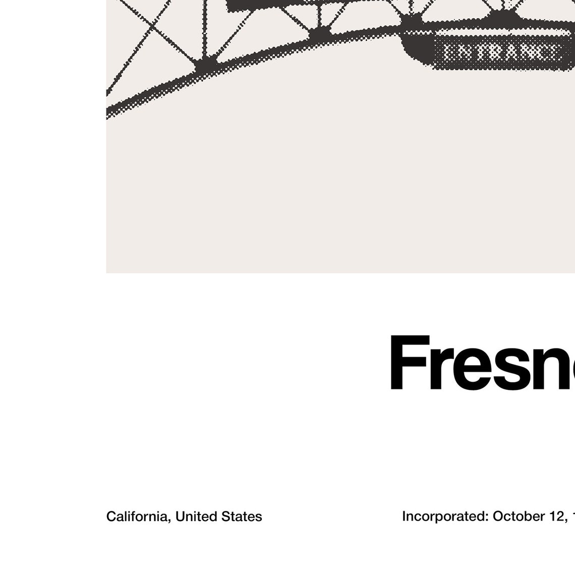 Fresno, CA Minimalist City Entrance Poster - Image 2