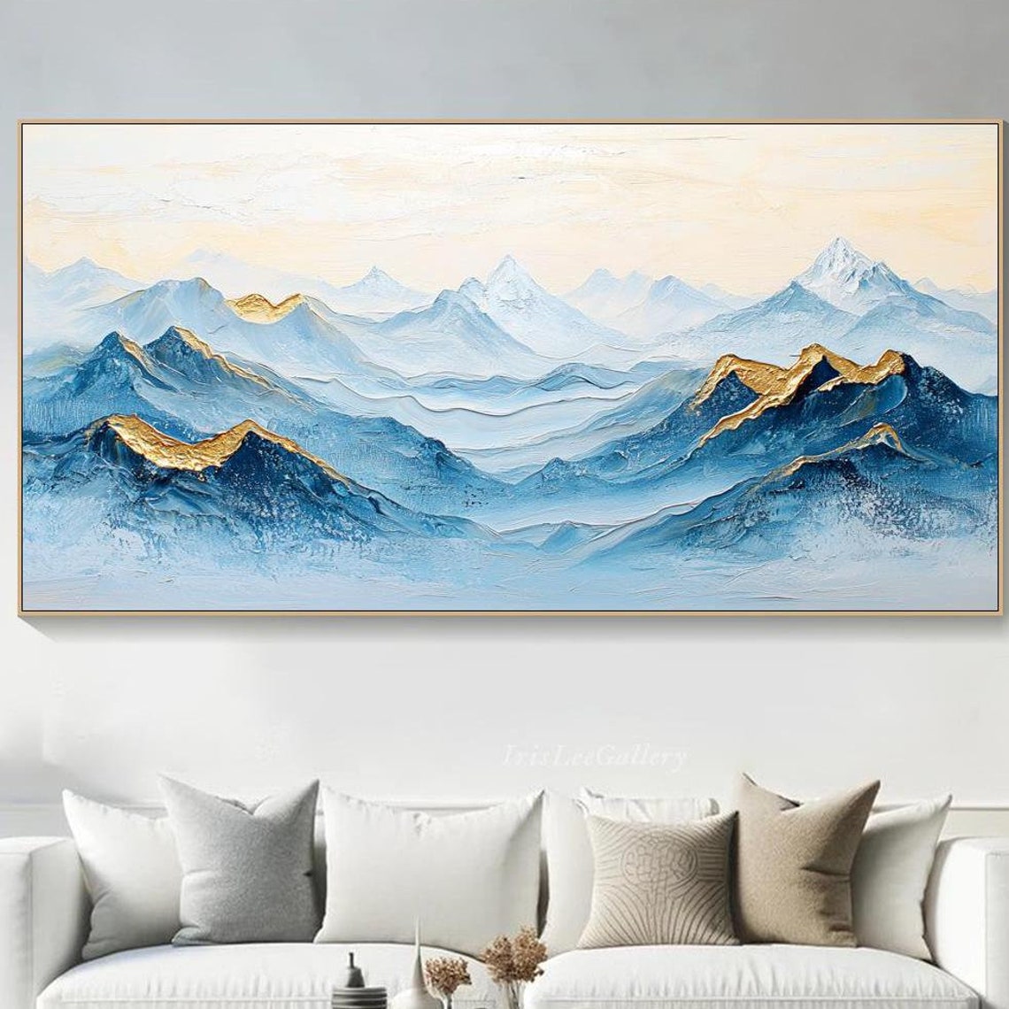 Mountain Painting On 3d Textured Framed Plaster Style Wall Art Golden Peak Vibrant Abstract Impasto Painting Living Room Decor
