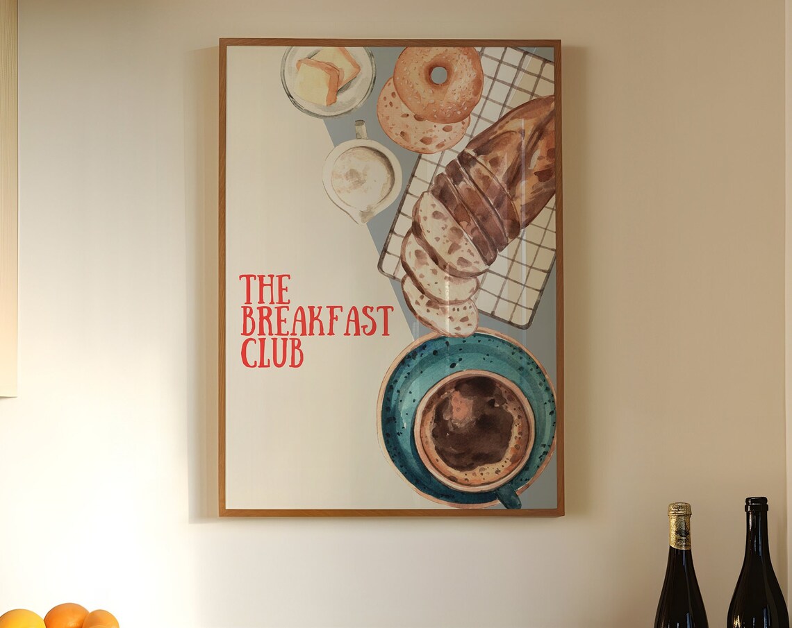 The Breakfast Club Retro Red Watercolor Morning Coffee Poster - Image 5