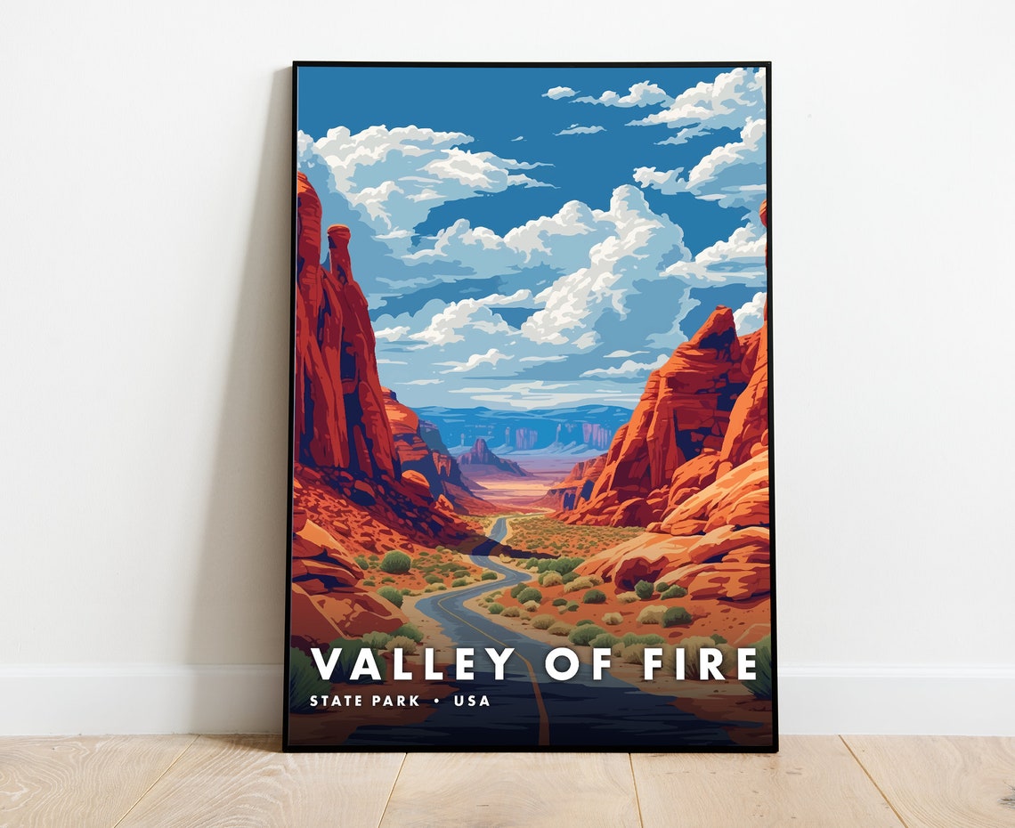 Valley of Fire State Park USA Red Rock Canyon Road Trip Poster