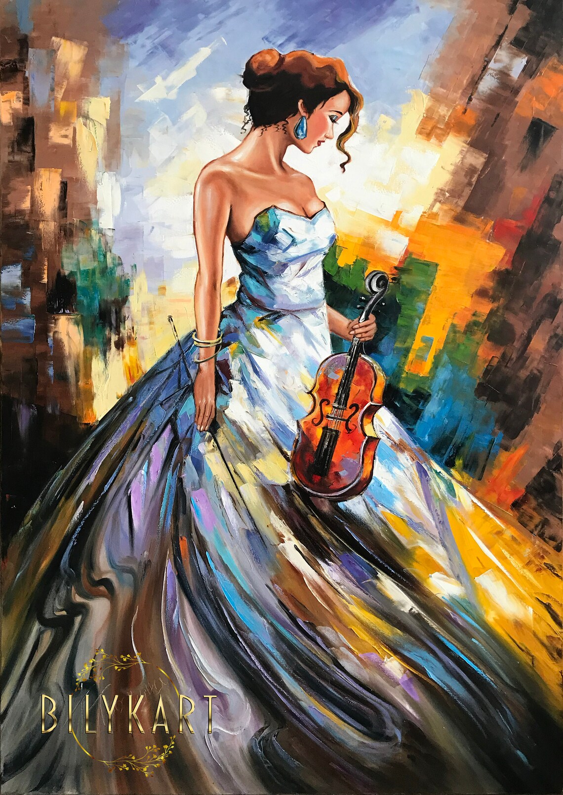 Violin Oil Painting, Modern Abstract Art Print - Image 3