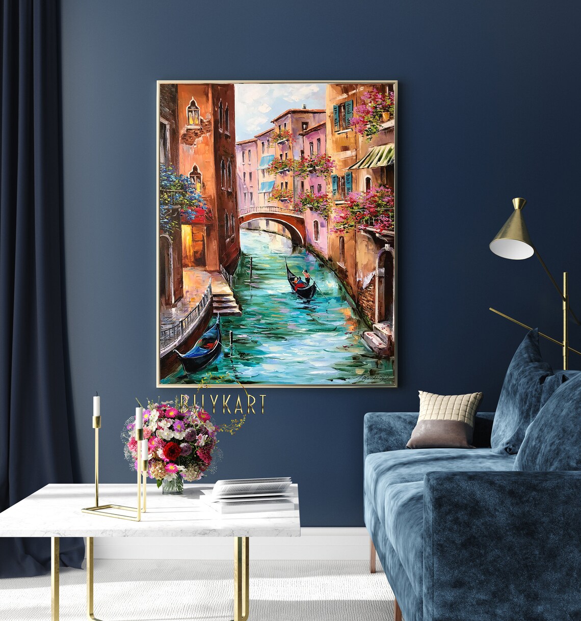 Venice Italy Gondola Canal Oil-Painting Art Print - Image 2