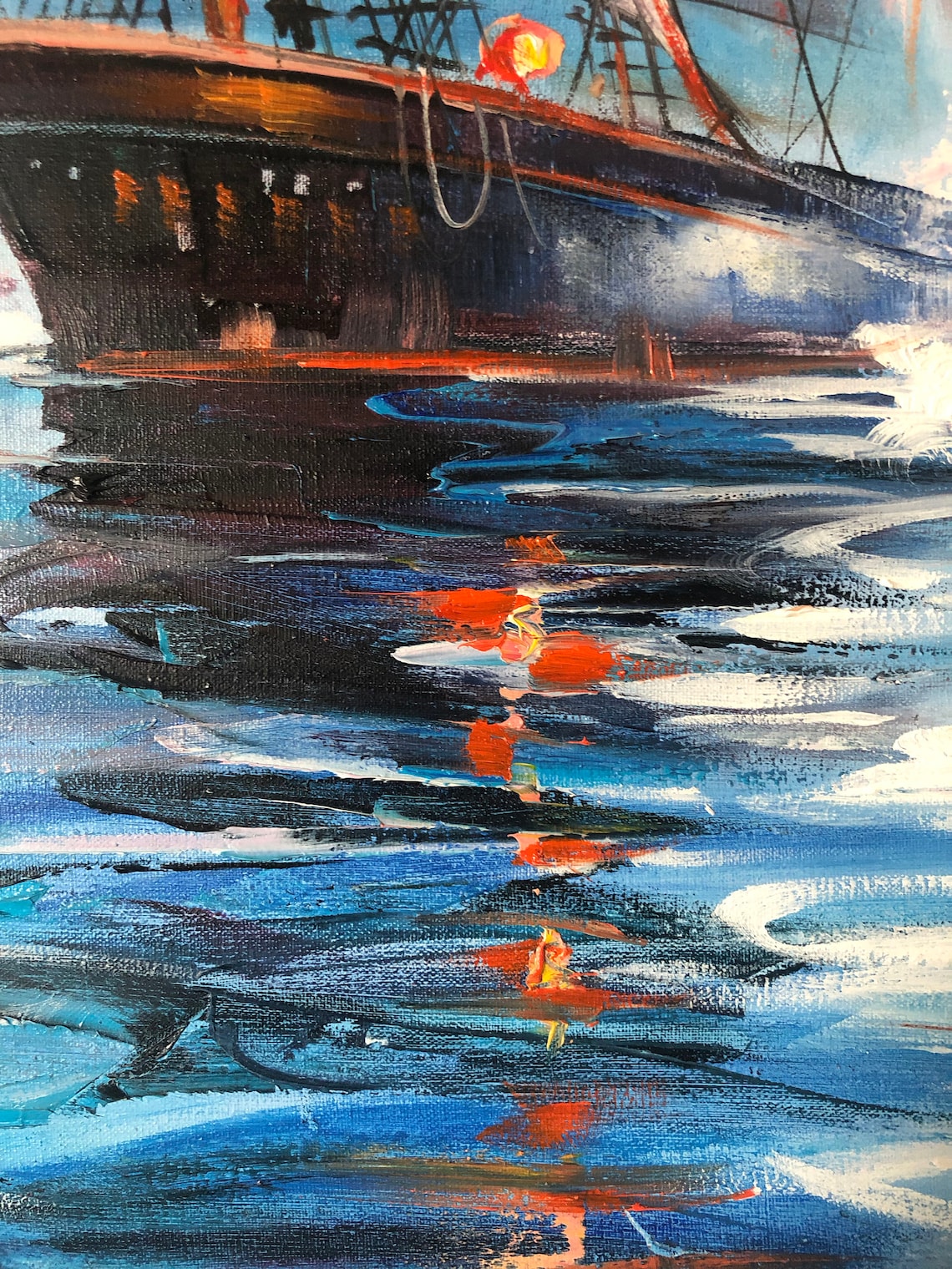 Navy Ship At Sea Oil Painting, Seaside Wall Art Print - Image 2