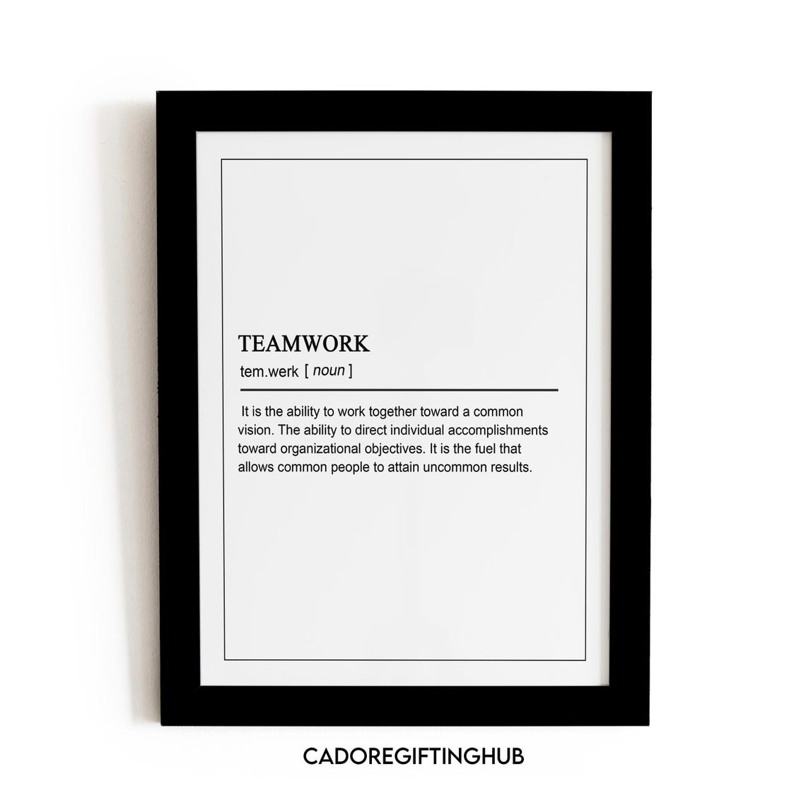Teamwork Definition Common Vision Quote Art Motivational Office Poster