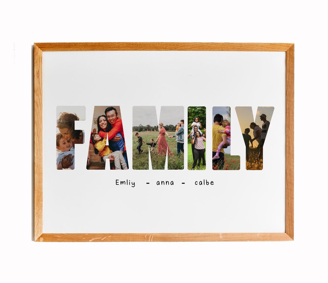 Family Photo Collage Custom Name Gift Personalized Keepsake Poster