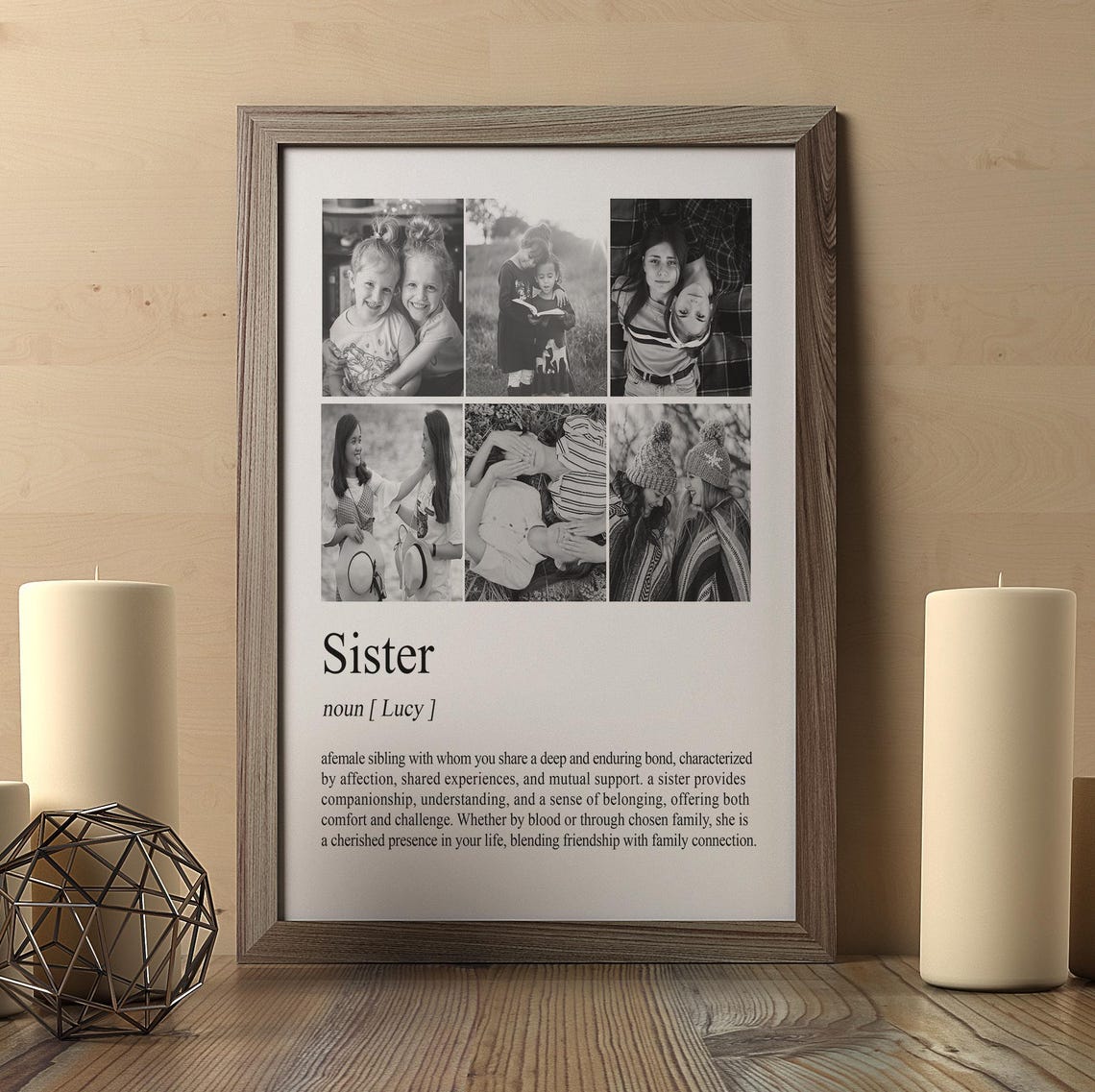 Personalized Sister Photo Collage Dictionary Definition Gift Poster - Image 2
