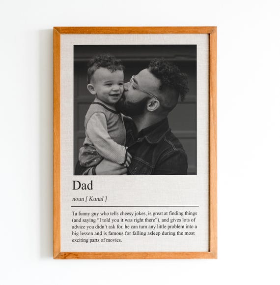 Dad Definition Print Wall Art Print Dad Gift Dad Print Photo Photo Definition Print Custom Gift With Photo New Dad Gift