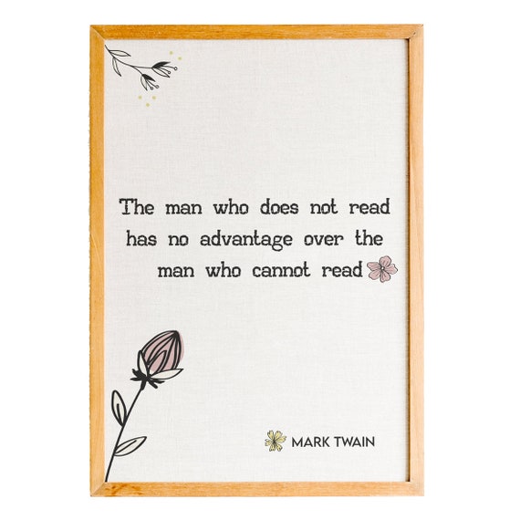 Mark Twain Wall Art Prints The Man Who Does Not Read Quote For Library Dcor