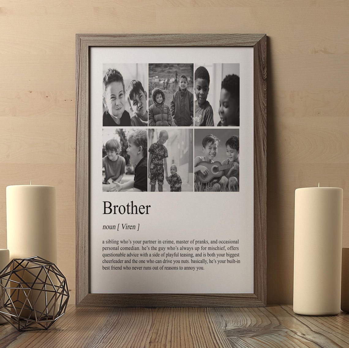 Personalized Brother Photo Collage Dictionary Definition Gift Poster - Image 2