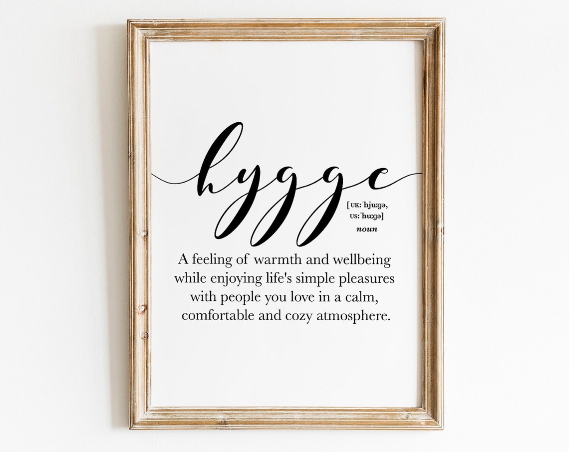 Hygge Definition Cozy Danish Living Script Typography Poster - Image 3