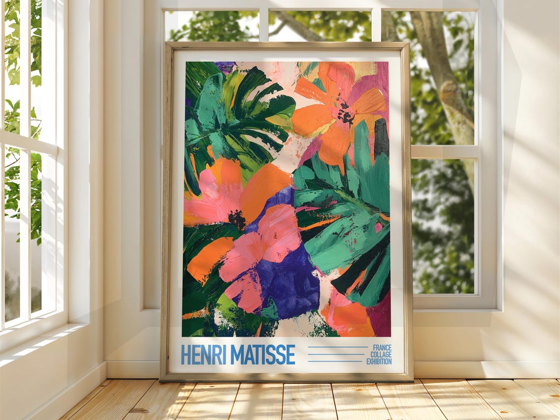Henri Matisse Tropical Floral Collage Exhibition Colorful Art Poster